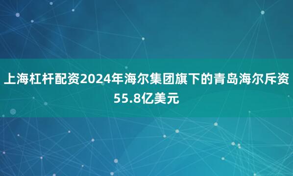 上海杠杆配资2024年海尔集团旗下的青岛海尔斥资55.8亿美元